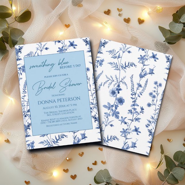 Invitación Algo azul antes de la ducha de novia floral (Subido por el creador)