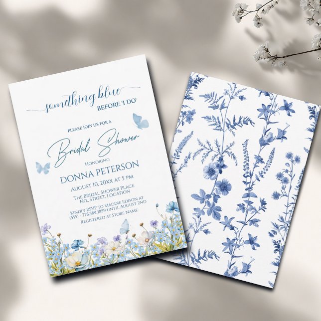 Invitación Algo azul antes de la ducha de novia floral (Subido por el creador)