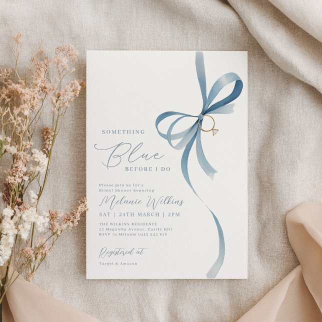 Invitación Algo Azul Antes de la Fiesta de Despedida de Solte (Something blue before I do Bridal Shower Invitation)