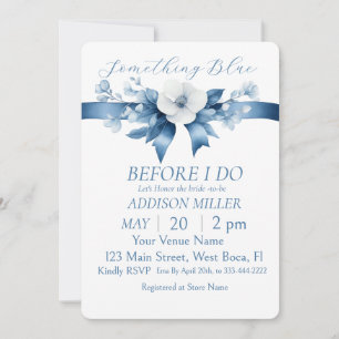 Invitación Algo azul antes de que lo haga, floral y bow