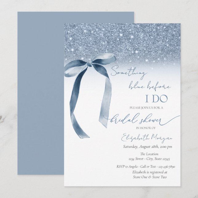Invitación Algo Azul Antes de que me Caiga Brillo (Anverso / Reverso)