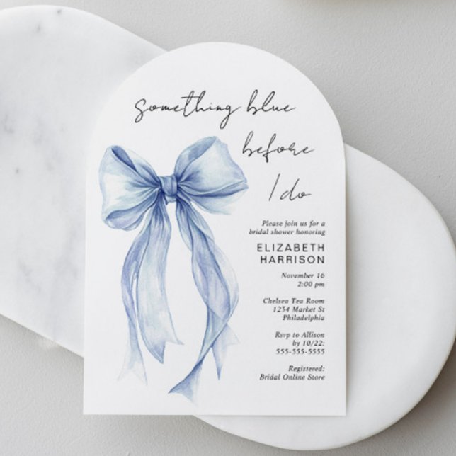 Invitación Algo azul antes de que me case Arco de Despedida d (Something Blue Before I Do Bow Bridal Shower Arch Invitation)