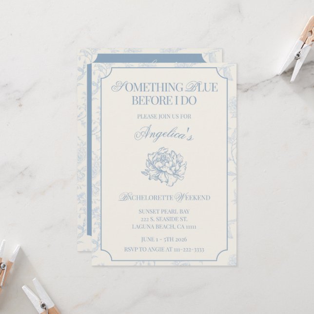 Invitación Algo Azul Antes de que te Cases Itinerario de Desp (Anverso/Reverso In Situ)