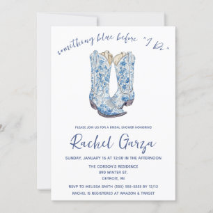 Invitación ¡Algo azul antes que yo! Ducha de novias de Cowboy
