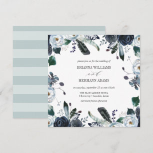 Invitación Algo azul   boda Botánico Boho