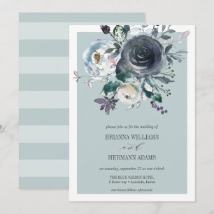 Invitación Algo azul   boda Botánico moderno