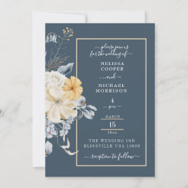 INVITACIÓN ALGO AZUL, BODA PASTEL FLORAL