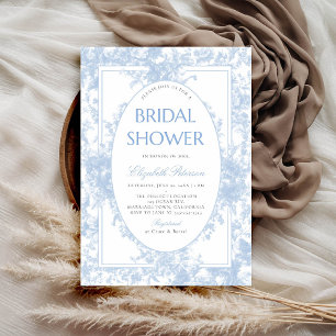 Invitación Algo Azul Chateau Toile Elegante Ducha Bridal