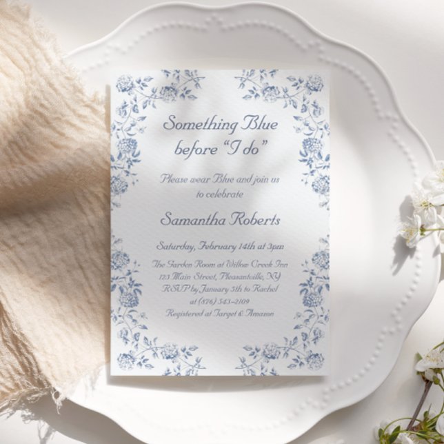 Invitación Algo Azul Chinoiserie Floral Bridal Shower (Subido por el creador)
