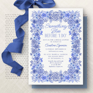 Invitación Algo Azul Chinoiserie Floral Despedida de Soltera