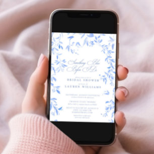 Invitación Algo Azul con Flores en Guion para Despedida de So