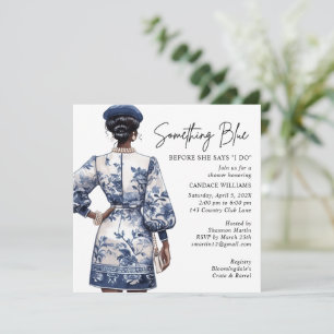 Invitación Algo azul ducha de novia afroamericano