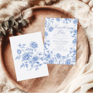 Invitación Algo Azul Elegante Chinesismo Ducha Nupcial