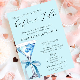 Invitación Algo Azul Elegante Copa de Martini para Despedida 
