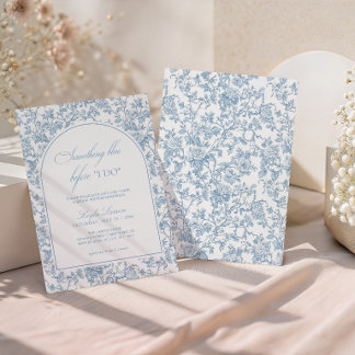 Invitación Algo Azul Fiesta de Despedida de Soltera Toile Azu