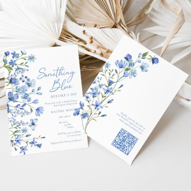 Invitación Algo Azul Flor Silvestre Código Qr Ducha de novia (Subido por el creador)