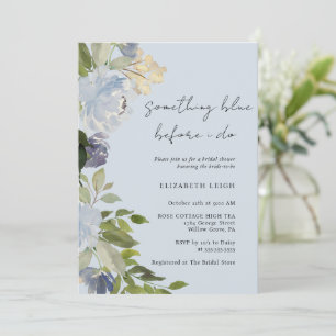Invitación Algo azul floral antes de que yo duche nupcial