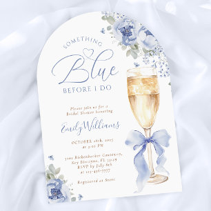Invitación Algo Azul Floral Despedida de Soltera Arqueada