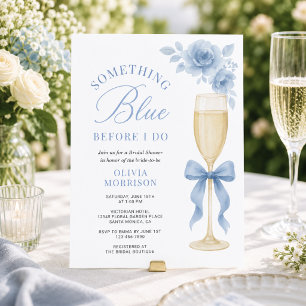Invitación Algo Azul Floral Lazo Despedida de Soltera