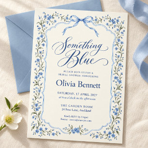Invitación Algo Azul Floral Lazo Despedida de Soltera