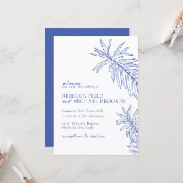 Invitación Algo azul Minimalista botánico
