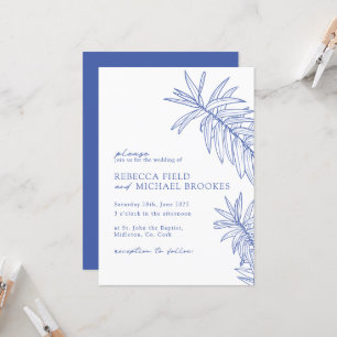 Invitación Algo azul Minimalista botánico