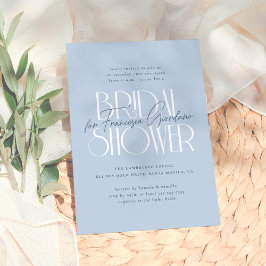 Invitación Algo azul | Moderna Ducha Bridal Floral Negrita