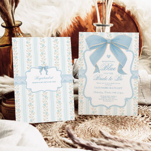Invitación Algo azul para la ducha de novia azul Bow