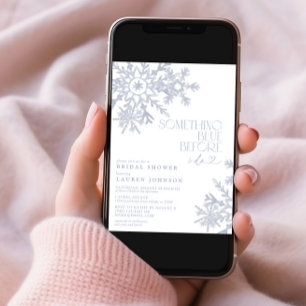 Invitación Algo azul QR Snowflake Winter Bridal Shower