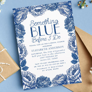 Invitación Algo Azul Toile De Jouy Floral Despedida de Solter