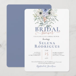 Invitación Algo de Blue Bouquet Ilustracion Bridal Shower