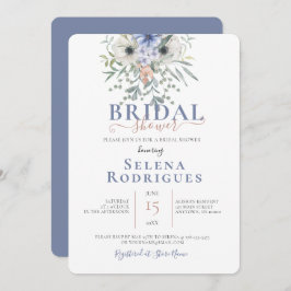 Invitación Algo de Blue Bouquet Ilustracion Bridal Shower