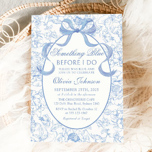 Invitación Algo de Blue Bow Chinoiserie Ducha de novias