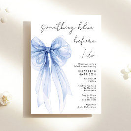 Invitación Algo de Blue Bow Watercolor Brilla Ducha