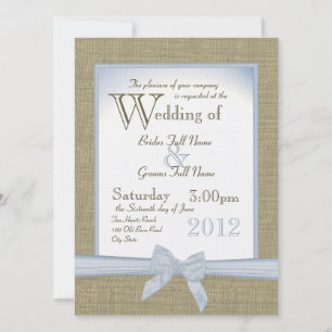 Invitación Algo de Blue Burlap y Bow Country Wedding