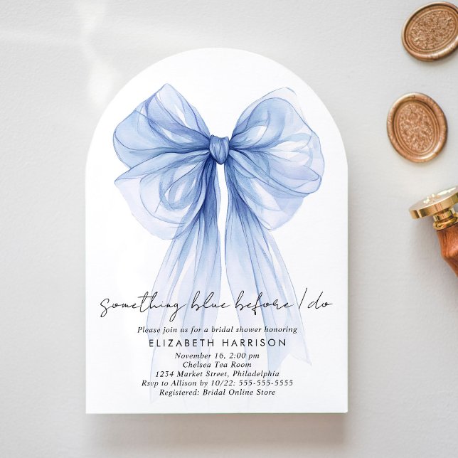Invitación Algo de Blue Coquette Bow Arch Bridal Shower (Subido por el creador)