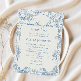 Invitación Algo de Blue Floral Chinoiserie Ducha de novias