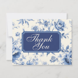 Invitación Algo de Blue Floral Chinoiserie Francesa Gracias