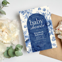 Algo de Blue Floral French Toile Baby Shower