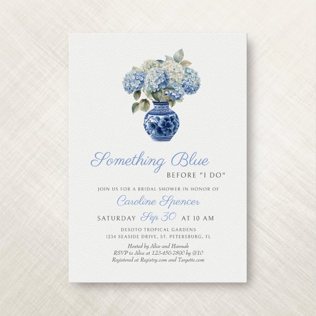 Invitación Algo de Blue Hydrangea Chinoiserie Ducha de novia (Subido por el creador)