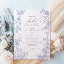 Algo de Blue Toile Bridal Shower Invite | Delft