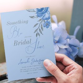 Invitación Algo de Blue Watercolor Floral Bridal Shower