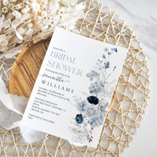 Invitación Algo de Blue Watercolor Floral Bridal Shower