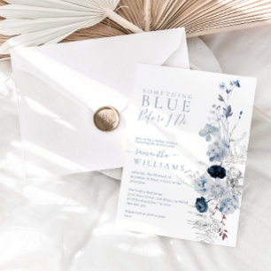 Invitación Algo de Blue Watercolor Floral Bridal Shower