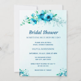 Invitación Algo de Blue Watercolor Floral Bridal Shower
