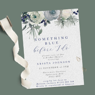 Invitación Algo de Blue Winter Flowers Bridal Shower