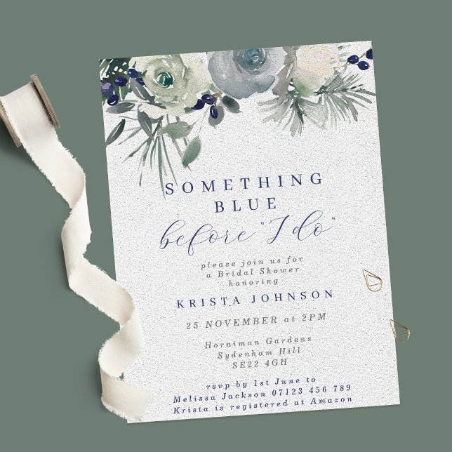 Invitación Algo de Blue Winter Flowers Bridal Shower (Subido por el creador)