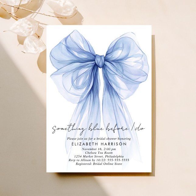 Invitación Algo de Coquette Azul Bow Bridal Shower (Subido por el creador)