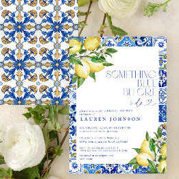 Invitación Algo de ducha azul de limón marroquí de tela de no