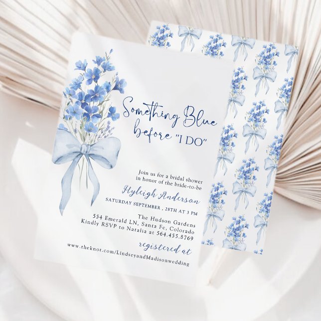 Invitación Algo de ducha azul de novia| Cinta azul turbia (Subido por el creador)